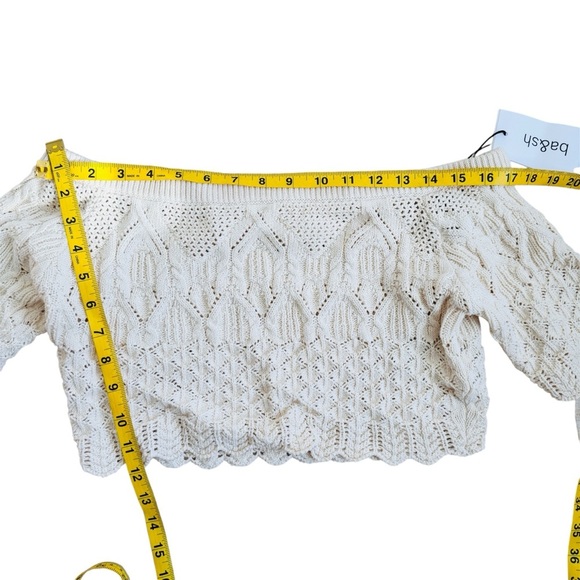 Ba&sh Paris 100% cotton Jensen Cropped knit Sweater in cream NEW - Picture 10 of 10